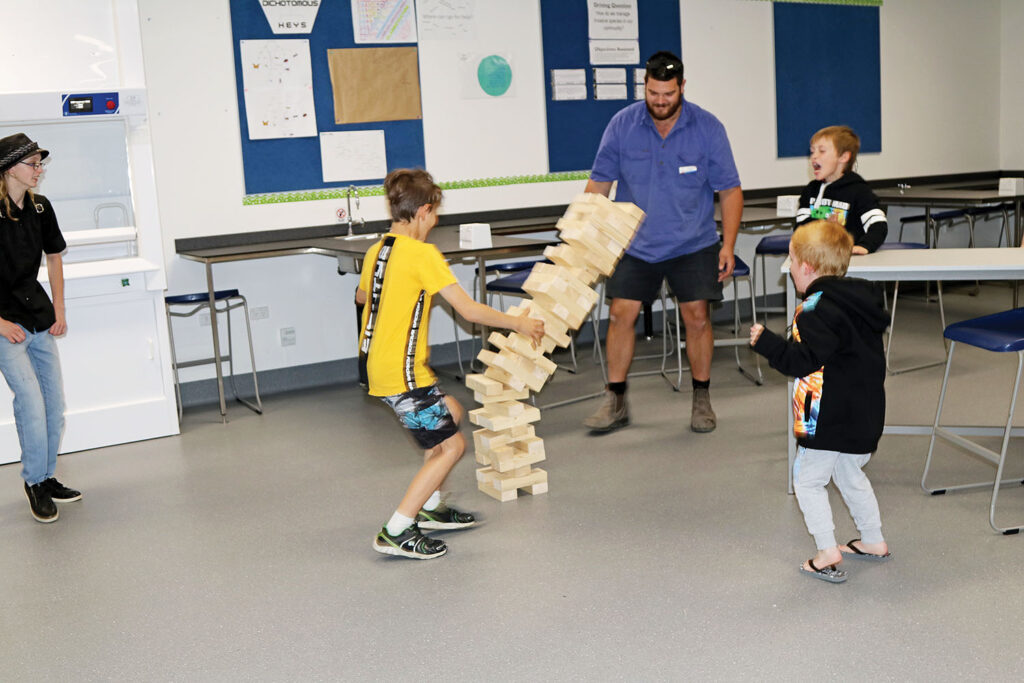 Building a Jenga tower and watching it fall!