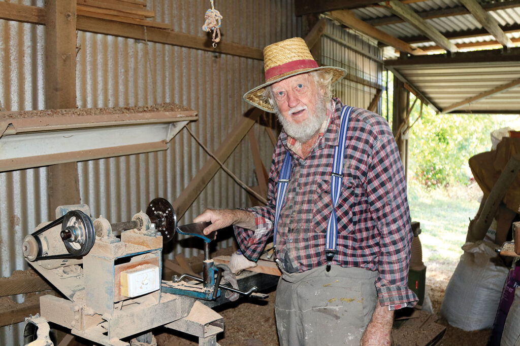 Graham Bobermien in his workshop shed