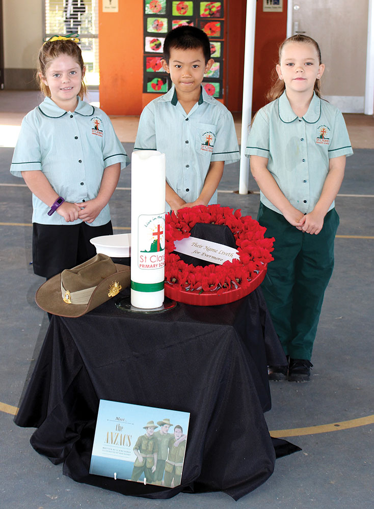 St Clare's Anzac Day Service -  Onika, Alex and Alyra