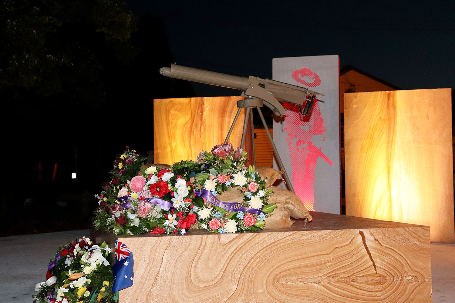 Logan Village’s Cenotaph with Wreaths