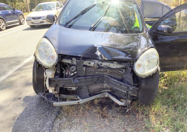 Crashed vehicle ... where the driver fell asleep!