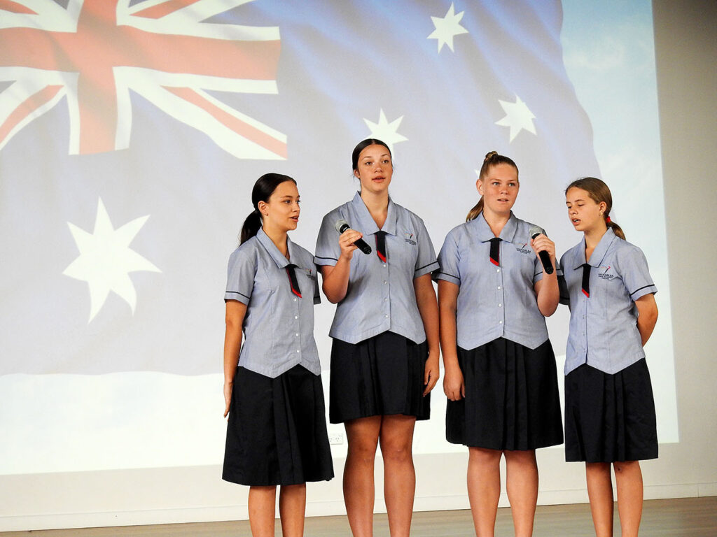 Mia, Taylah, Ava & Phoebe singing the national anthem