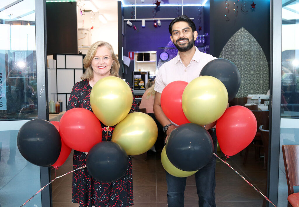 Cr Laurie Koranski with Uma Gaur at grand opening of the new restaurant